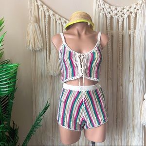 Macrame Multi Color Swim Cover up Set